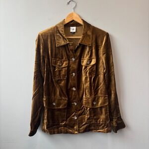 Cabi Flash Jacket Medium Bronze Velvet Utility Button Front 4403